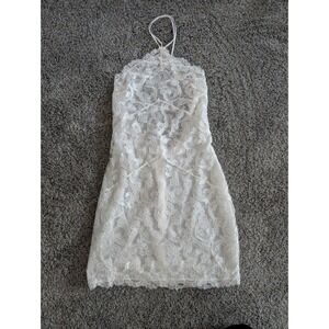 Victorias Secret White Lace Backless Halter Dress Mini XS